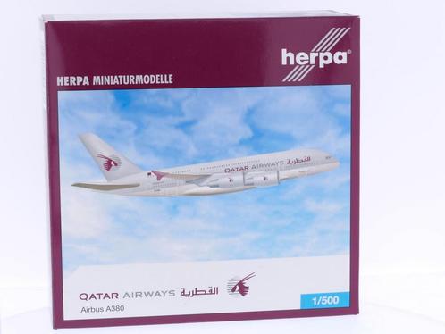 Schaal 1:500 Herpa 514361 Qatar Airways Airbus A380 Reg...., Hobby en Vrije tijd, Modelbouw | Vliegtuigen en Helikopters, Zo goed als nieuw