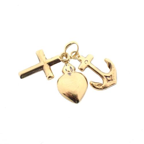 Gouden hanger; Geloof hoop en liefde (kettinghanger), Bijoux, Sacs & Beauté, Bracelets à breloques, Enlèvement ou Envoi