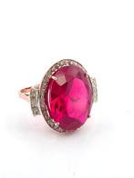 Zonder Minimumprijs - Ring - 9 kt. Roségoud, Zilver Robijn -, Nieuw