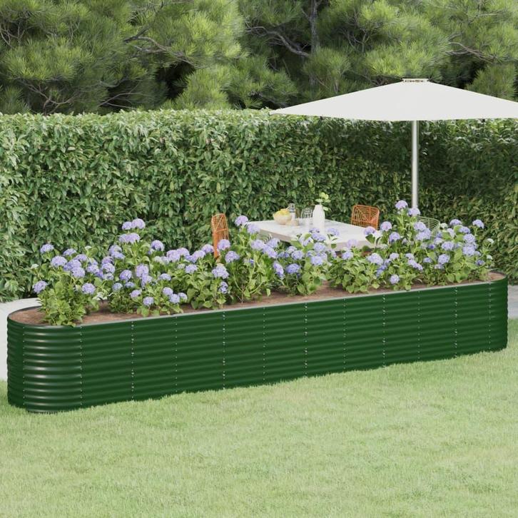 vidaXL Plantenbak 440x80x68 cm gegalvaniseerd staal groen, Tuin en Terras, Bloempotten, Nieuw, Verzenden
