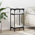 vidaXL Bijzettafel met plank Zwart Eiken 40 x 30 x 75 cm, Verzenden, Nieuw