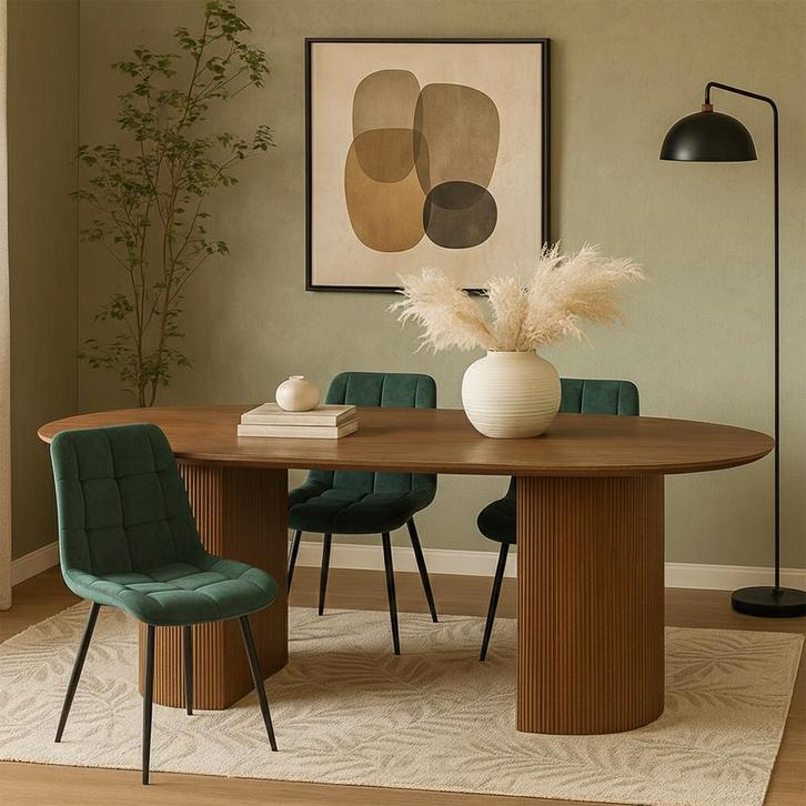 Mangohouten Eettafel Maeve 220x100 cm Walnoot, Huis en Inrichting, Tafels | Eettafels, Nieuw, Overige houtsoorten, Overige vormen