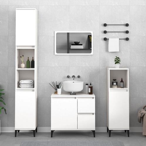 vidaXL Badkamerkast 30x30x100 cm bewerkt hout wit, Maison & Meubles, Salle de bain | Meubles de Salle de bain, Envoi