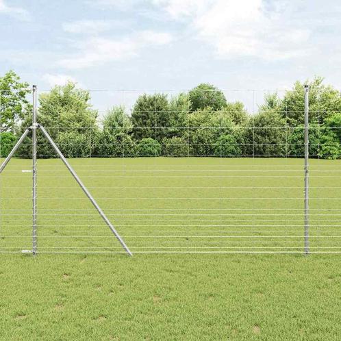 vidaXL Weidehekwerk Zilver 50 x 1.5 m Gegalvaniseerd staal, Tuin en Terras, Tuinhekken en Hekwerk, Nieuw, Verzenden