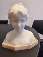 sculptuur, busto giovane fanciulla, firmato - 18 cm - Marmer
