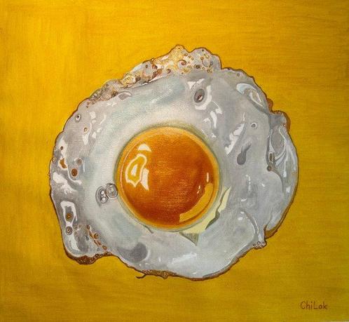 ChiLok (1982) - Fried egg I15, Antiek en Kunst, Kunst | Schilderijen | Modern