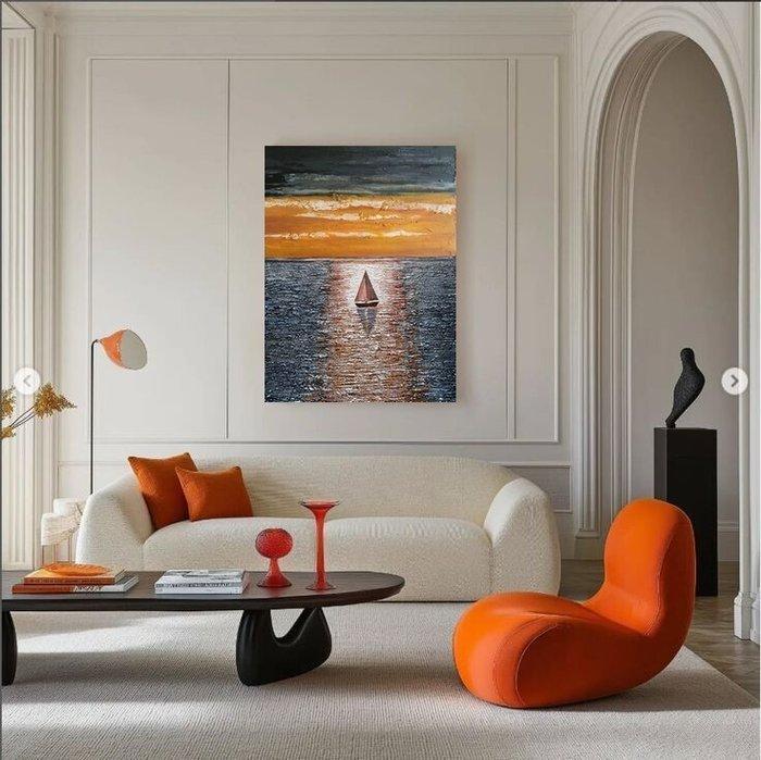 Jasmin Navoyan - GOLDEN HORIZON / Sailboat, Sea series, Antiquités & Art, Art | Peinture | Moderne