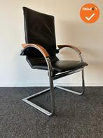 Ahrend vergaderstoel - Zwart leer - Hoge rug - Chroom, Vergader- of Presentatieruimte, Ophalen of Verzenden, Gebruikt, Stoel