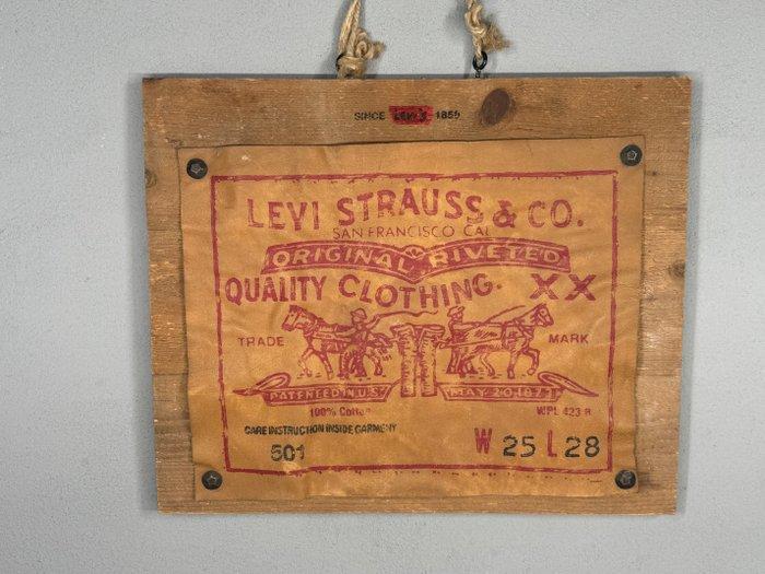 Panneau publicitaire du magasin Levis - Panneau - Bois,, Antiquités & Art, Antiquités | Assiettes décoratives & Carrelages