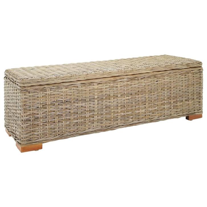 vidaXL Opbergbox 110 cm natuurlijk kubu rattan en massief, Huis en Inrichting, Overige Huis en Inrichting, Nieuw, Verzenden