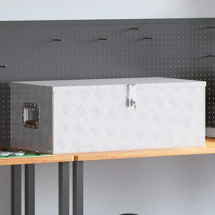 vidaXL Opbergbox 90x47x33,5 cm aluminium zilverkleurig, Doe-het-zelf en Bouw, Gereedschapskisten, Nieuw, Verzenden