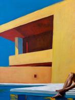 Alexy Berthelot - Yellow house sun pool, Antiek en Kunst, Kunst | Schilderijen | Modern