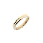 Bicolor gouden ring met diamant | 0,03 ct. (witgoud), Handtassen en Accessoires, Ringen, 18 tot 19, Gebruikt, Overige kleuren