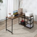 Hoekbureau - Rustiek design - Met lade en rek - Bruin, Huis en Inrichting, Ophalen of Verzenden, Nieuw
