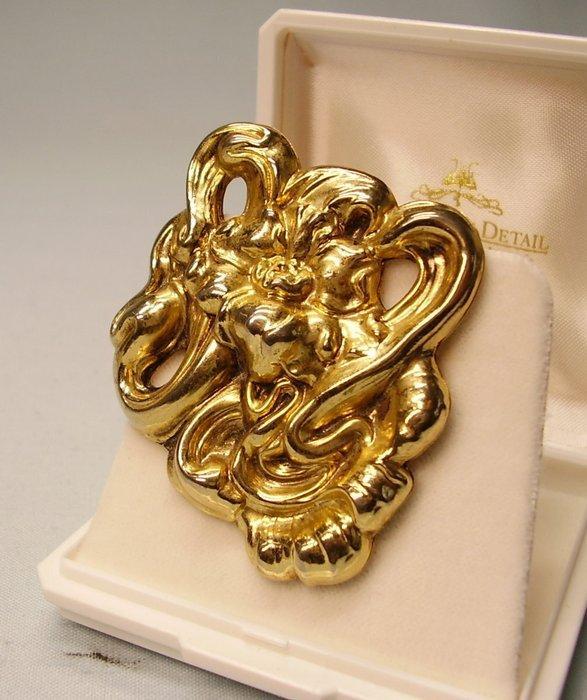 Zonder Minimumprijs - Broche Tombak, verguld - Bloemrijke, Handtassen en Accessoires, Antieke sieraden