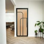 Stalen Binnendeur - Zwart - 4 Vlaks rond - Mat glas, Doe-het-zelf en Bouw, Minder dan 80 cm, Binnendeur, Nieuw, Metaal