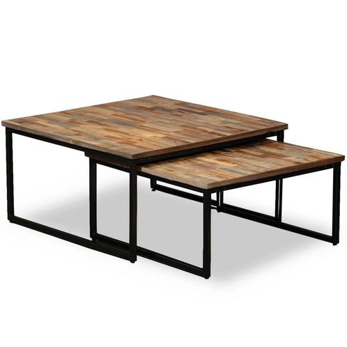vidaXL Tafeltjesset massief gerecycled teakhout 2-delig, Huis en Inrichting, Tafels | Salontafels, Nieuw, Verzenden