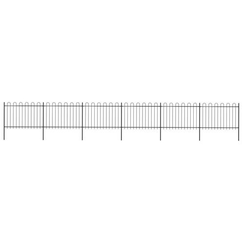vidaXL Tuinhek met ronde bovenkant 10,2x1,2 m staal zwart, Tuin en Terras, Tuinhekken en Hekwerk, Nieuw, Verzenden