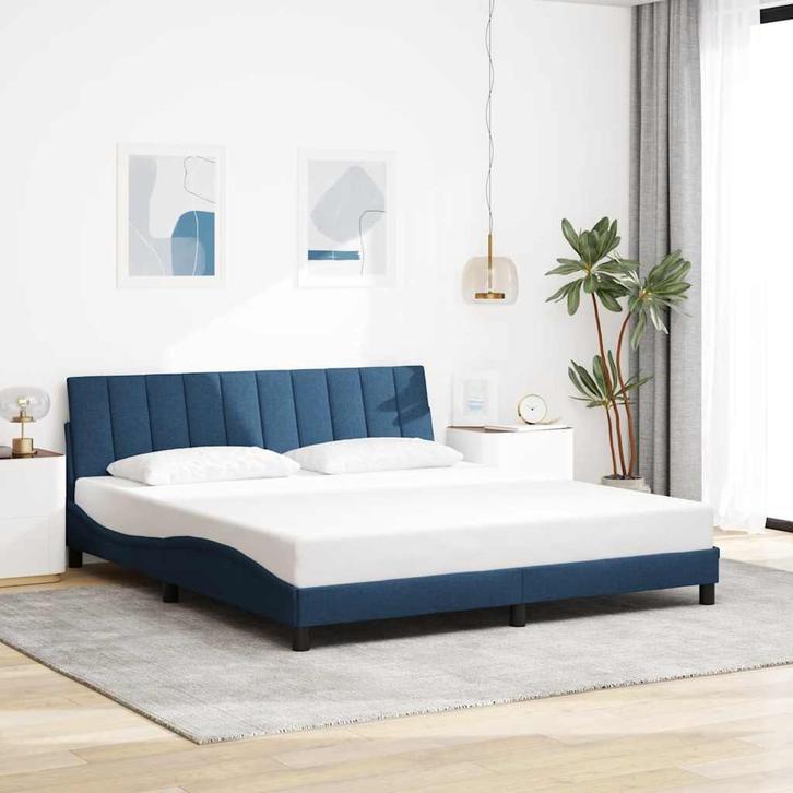 vidaXL Bedframe zonder matras Hanko stof blauw 180x200 cm, Huis en Inrichting, Slaapkamer | Bedden, Nieuw, Verzenden