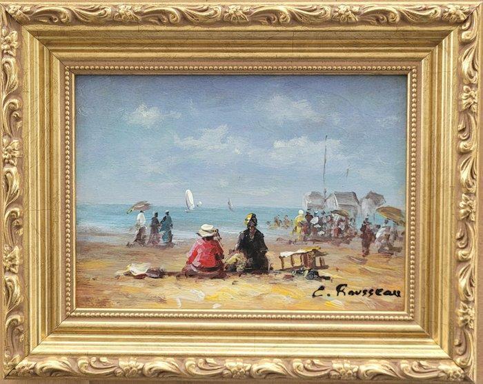 Camille Rousseau (1949) - Dimanche en Normandie ~ Trouville, Antiquités & Art, Art | Peinture | Classique
