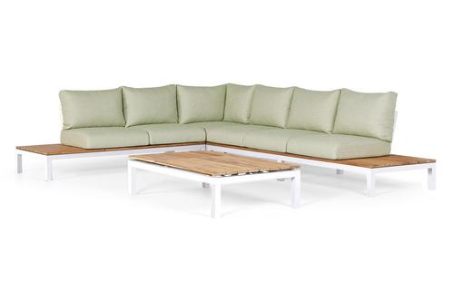 Suns Memphis loungeset 6-zits soft green - Sunproof met wit, Tuin en Terras, Tuinsets en Loungesets