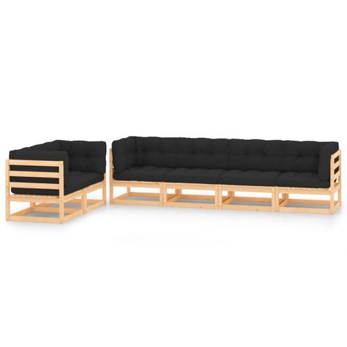 vidaXL 6-delige Loungeset met antracietkleurige kussens, Tuin en Terras, Tuinsets en Loungesets, Loungeset, Nieuw, Verzenden