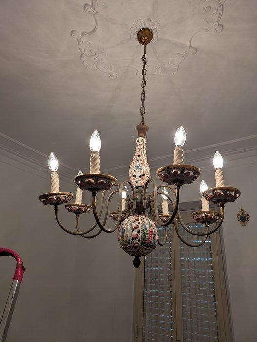 Capodimonte - Plafondlamp - Keramiek, Brons - Capodimonte, Antiquités & Art, Antiquités | Autres Antiquités