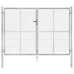 vidaXL Tuinpoort gegalvaniseerd staal 306x175 cm zilver, Verzenden, Nieuw