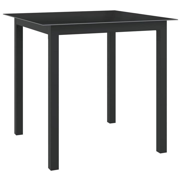 vidaXL Tuintafel 80x80x74 cm aluminium en glas zwart, Tuin en Terras, Tuintafels, Nieuw, Verzenden