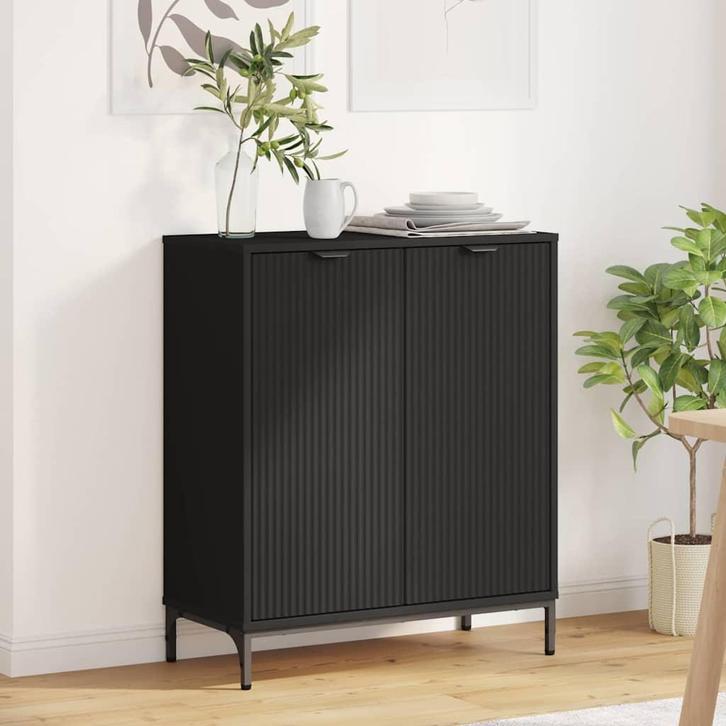 vidaXL Dressoir Zwart 69.5 x 33 x 82 cm Bewerkt hout, Huis en Inrichting, Kasten | Dressoirs, Nieuw, Verzenden