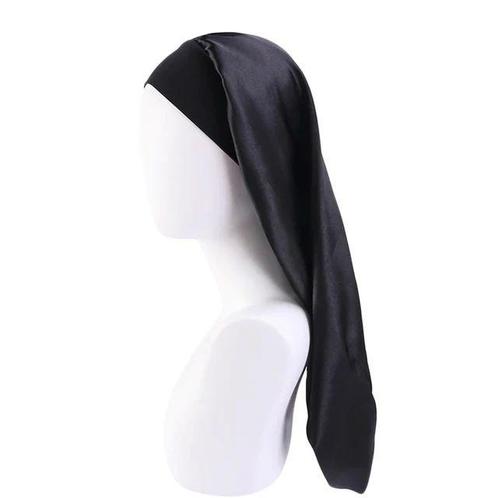 Zijden Slaapmuts Zwart - Lang Slaap Muts - Bonnet, Verzamelen, Overige Verzamelen, Verzenden