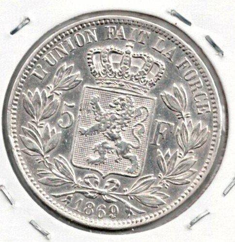 België. Leopold II. 5 Francs jaar 1869 Leopold 2 morin nr, Postzegels en Munten, Munten | Nederland