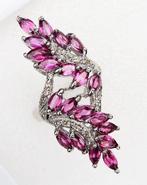 Zilver, Ring van granaat en saffier Vigne de Feu:, Antiek en Kunst