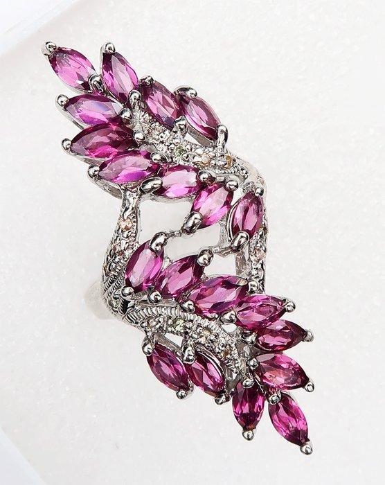 Zilver, Ring van granaat en saffier Vigne de Feu:, Antiek en Kunst, Antiek | Boeken en Manuscripten