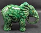 Aventurine Met de hand uitgehouwen olifant - Hoogte: 141 mm, Antiek en Kunst