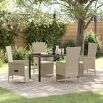 vidaXL Tuin Eettafel Set met kussen 5 pcs Beige poly rattan, Verzenden, Nieuw