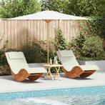 vidaXL Ligstoel 2 pcs Bruin 60 x 154 x 74 cm Massief, Tuin en Terras, Verzenden, Nieuw