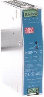 Mean Well NDR Alimentation universelle 12V 6.3A | NDR-75-12, Verzenden, Nieuw