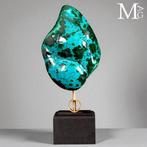 Malachiet met chrysocolla natuurlijke sculptuur op voet -