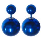 Fako Bijoux® - Oorbellen - Double Dots - Parel - Shiny Blauw, Verzenden