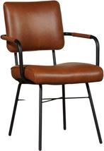 Cognac leren industriële design eetkamerstoel - Granada leer, Overige kleuren, Nieuw, Ophalen of Verzenden, Eén