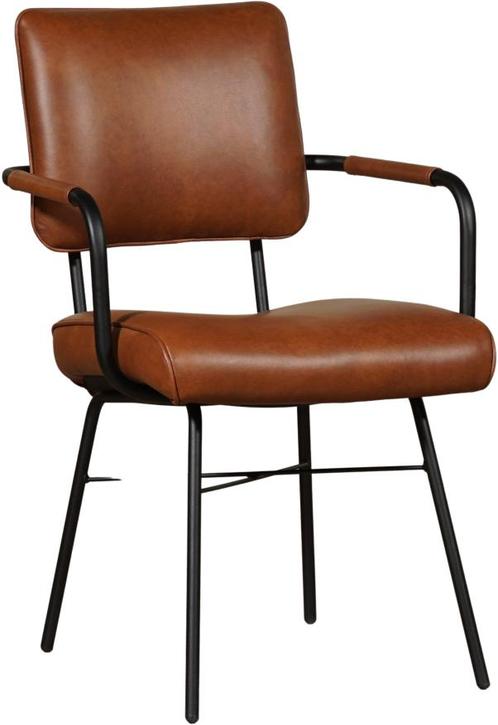 Cognac leren industriële design eetkamerstoel - Granada leer, Huis en Inrichting, Stoelen, Overige kleuren, Eén, Nieuw, Leer, Ophalen of Verzenden