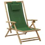 vidaXL Relaxstoel verstelbaar bamboe en stof groen, Tuin en Terras, Tuinstoelen, Verzenden, Nieuw
