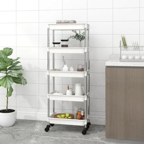 vidaXL Keukentrolley 5-laags 42x29x128 cm ijzer en ABS wit, Huis en Inrichting, Keuken | Keukenbenodigdheden, Nieuw, Verzenden