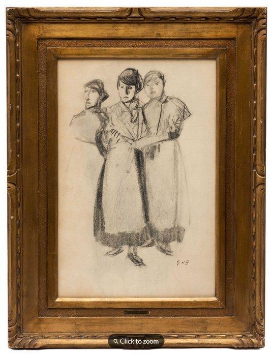 George Hendrik Breitner (1857-1923) - Drie meisjes, Antiquités & Art, Art | Objets design