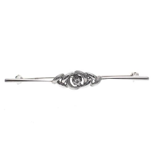 Witgouden moderne broche met diamant | 0,04 ct., Handtassen en Accessoires, Broches, Overige kleuren, Gebruikt, Met edelsteen
