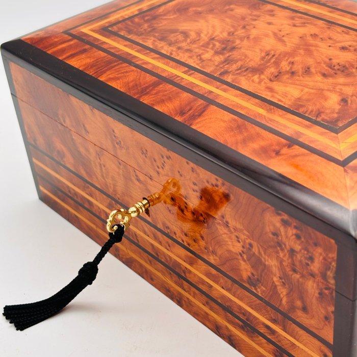 Sieradendoos - Hout (Thuya), hout, parelmoer, marqueterie,, Antiek en Kunst, Curiosa en Brocante