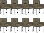 Set van 8 Grijze leren moderne eetkamerstoelen - Toledo Leer, Nieuw, Vijf, Zes of meer stoelen, Eigentijds, Leer