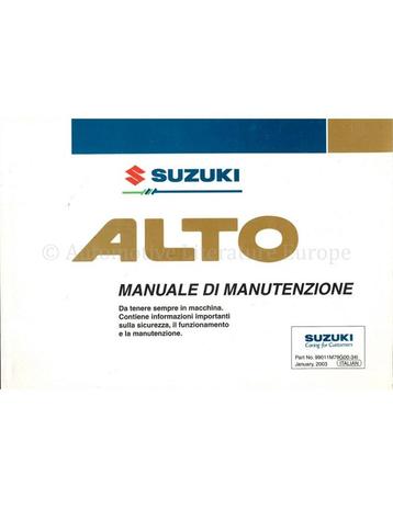 2003 SUZUKI ALTO INSTRUCTIEBOEKJE ITALIAANS, Autos : Divers, Modes d'emploi & Notices d'utilisation