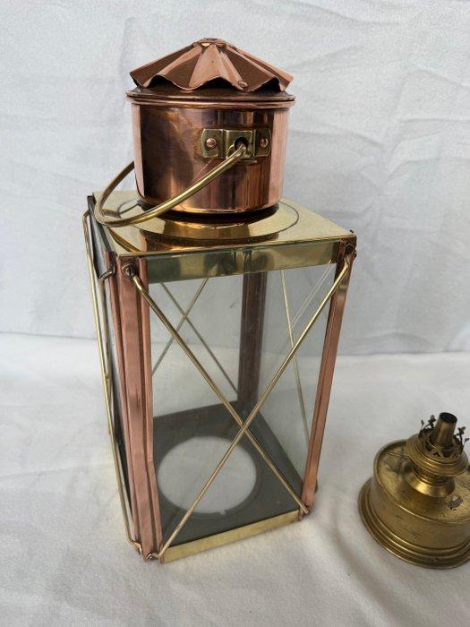 Scheepslamp - Koper, Messing, Glas, Antiek en Kunst, Curiosa en Brocante